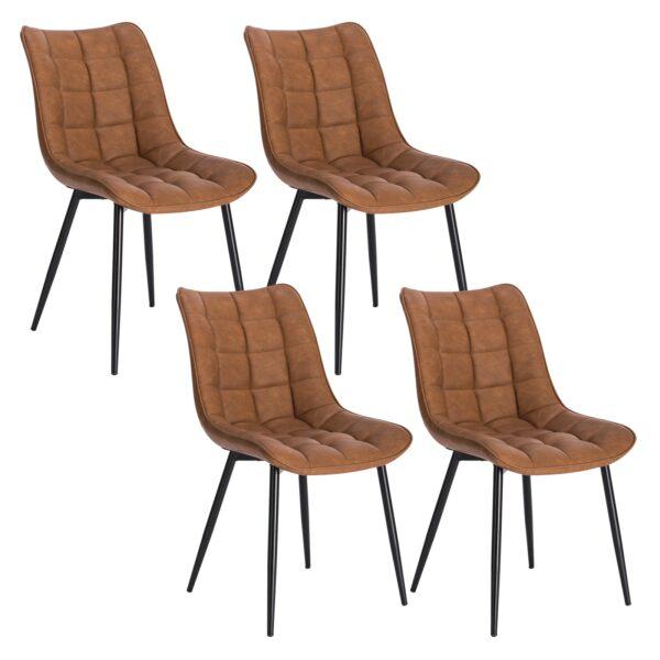 4er-Set Esszimmerstühle mit Rückenlehne, Sitzfläche aus Stoffbezug. Metallbeine 4