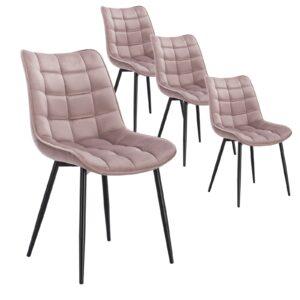 4er-Set Esszimmerstühle mit Rückenlehne, Sitzfläche aus Stoffbezug. Metallbeine 2