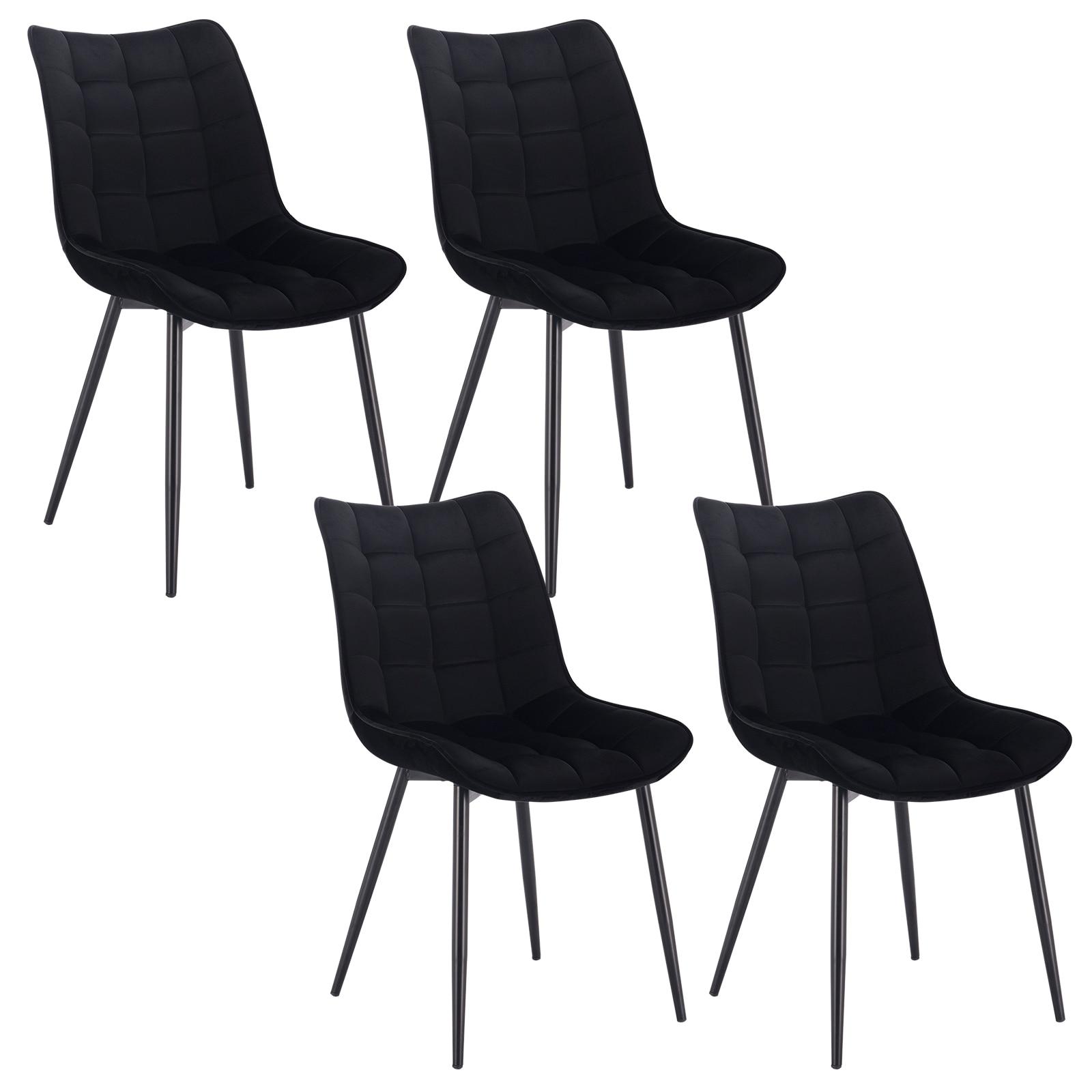 4er-Set Esszimmerstühle mit Rückenlehne, Sitzfläche aus Stoffbezug. Metallbeine 3