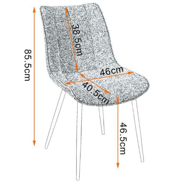 4er-Set Esszimmerstühle mit Rückenlehne, Sitzfläche aus Stoffbezug. Metallbeine 6