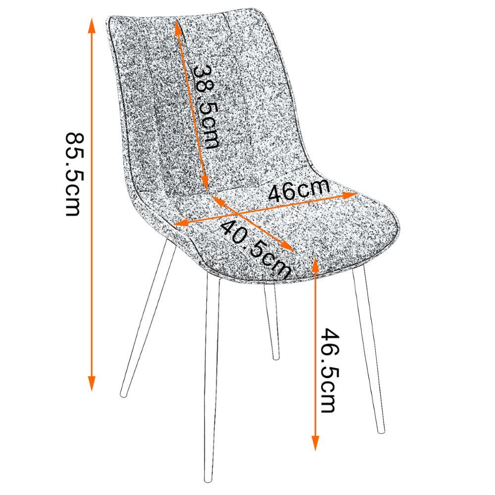 4er-Set Esszimmerstühle mit Rückenlehne, Sitzfläche aus Stoffbezug. Metallbeine 6