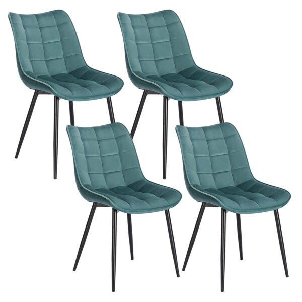 4er-Set Esszimmerstühle mit Rückenlehne, Sitzfläche aus Stoffbezug. Metallbeine 5