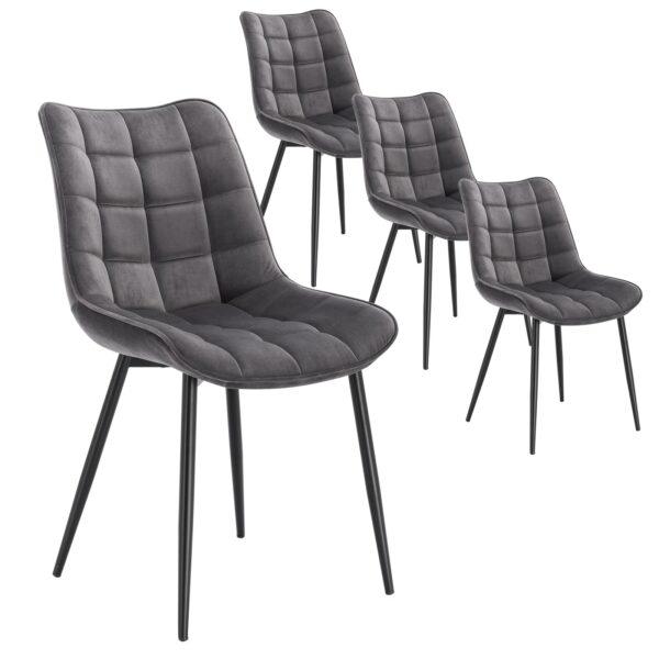4er-Set Esszimmerstühle mit Rückenlehne, Sitzfläche aus Stoffbezug. Metallbeine 1
