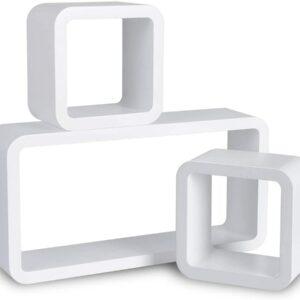 Wandregal Cube Regal 3er Set Würfelregal Hängeregal, Quadratisch Schwebend Design weiß 1