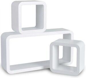 Wandregal Cube Regal 3er Set Würfelregal Hängeregal, Quadratisch Schwebend Design weiß 15