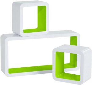 Wandregal Cube Regal 3er Set Würfelregal Hängeregal, Quadratisch Schwebend Design weiß 10